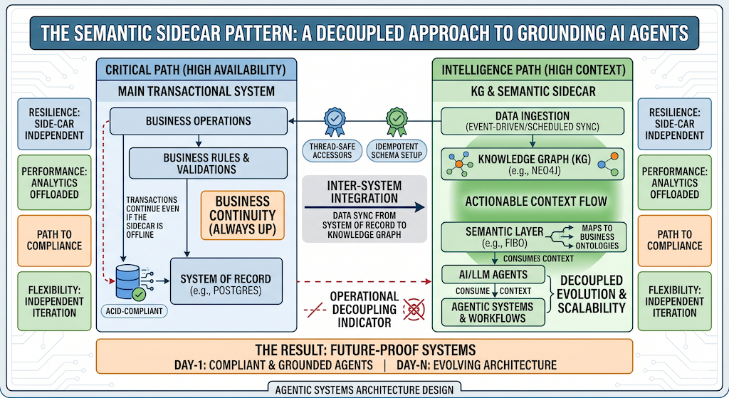 Diagram of Semantic Sidecar architecture for grounding AI agents
